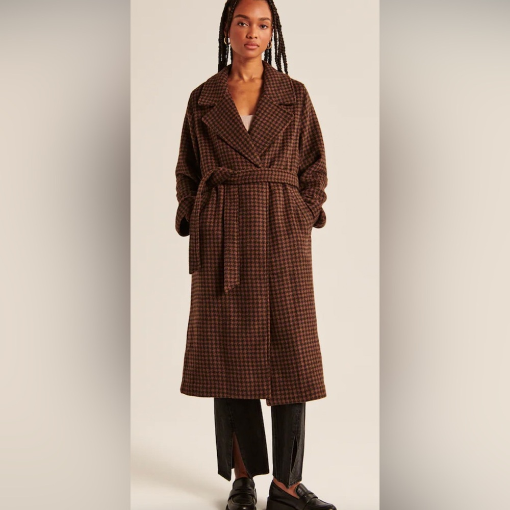 Abercrombie & Fitch Brown Houndstooth Coat